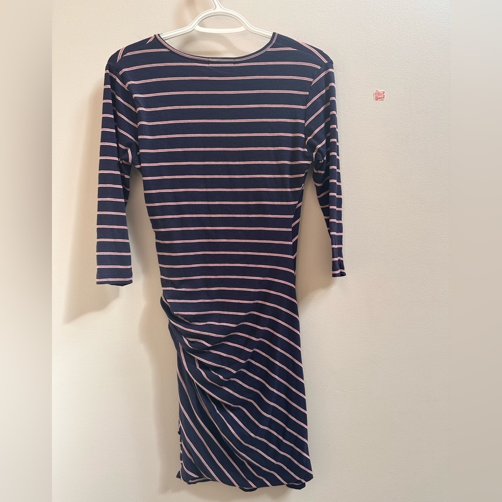 NEW Anthropologie Sundry Fabian Faux Wrap Striped Shirt Dress Women’s 1/S Navy - Picture 9 of 11